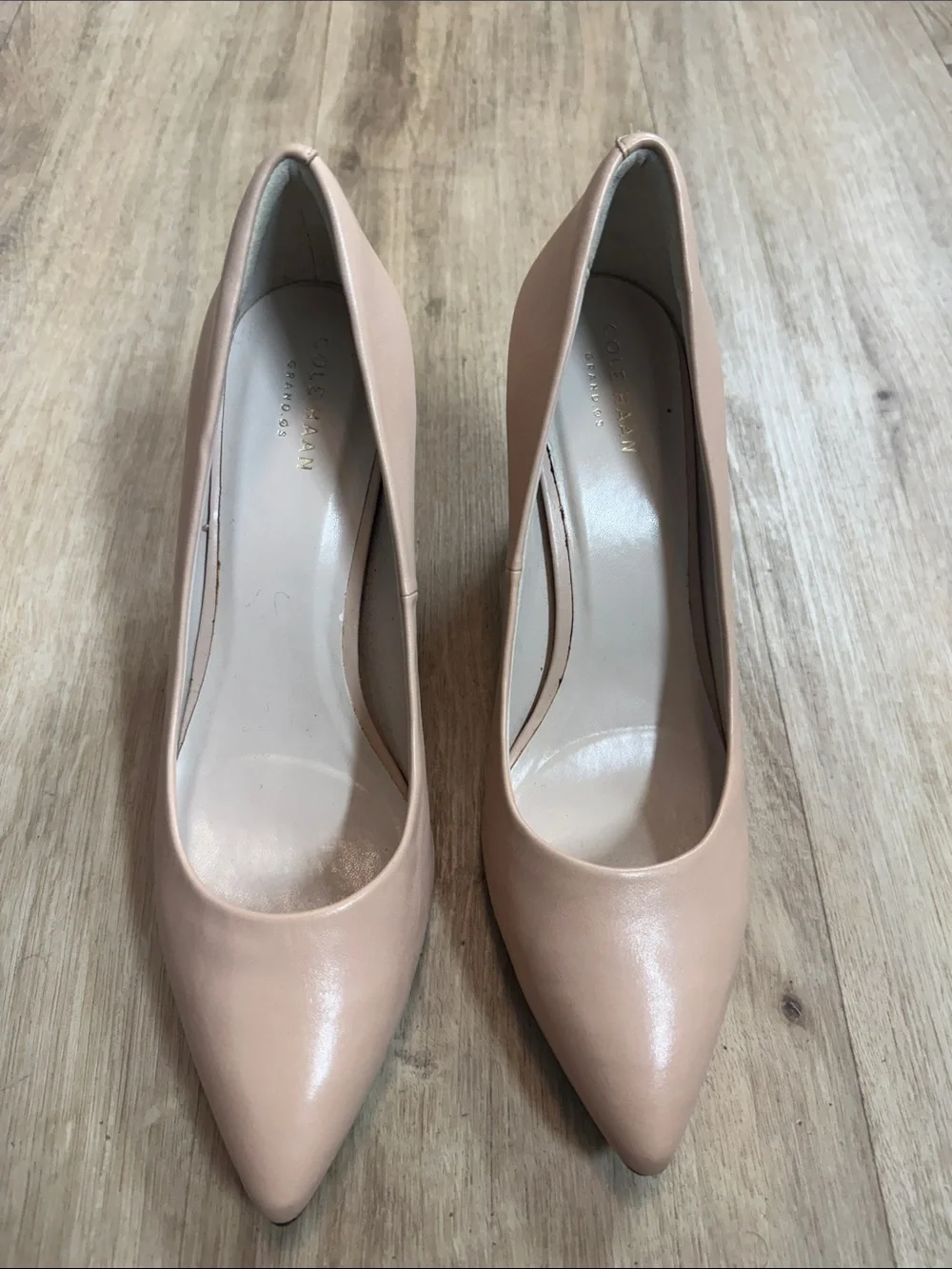 Cole Haan Blush Nude Pointed-Toe Leather Pumps size 9B